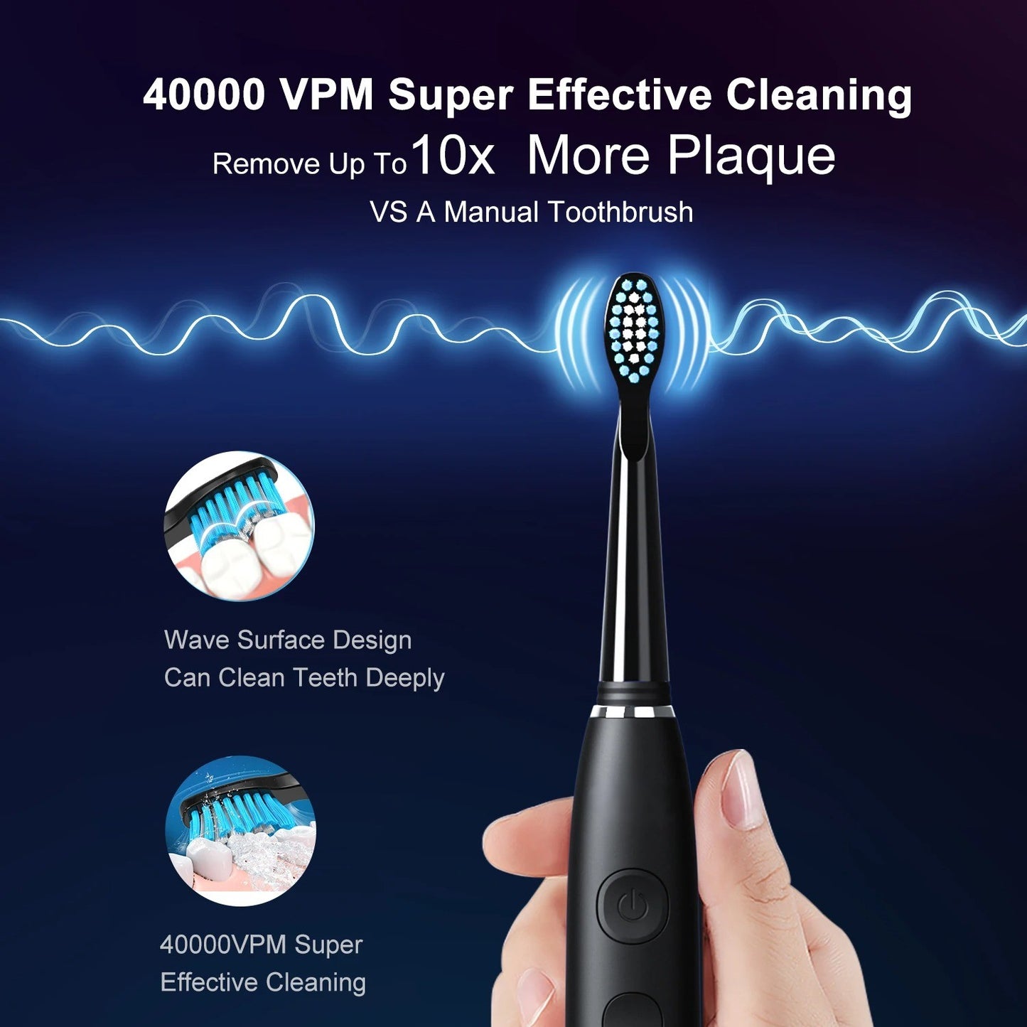 Rechargeable Smart Electric Toothbrush (Set with Brush Heads)