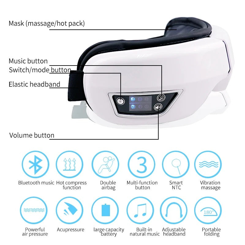 Electric Smart Eye Massager (6D Airbag + Music)